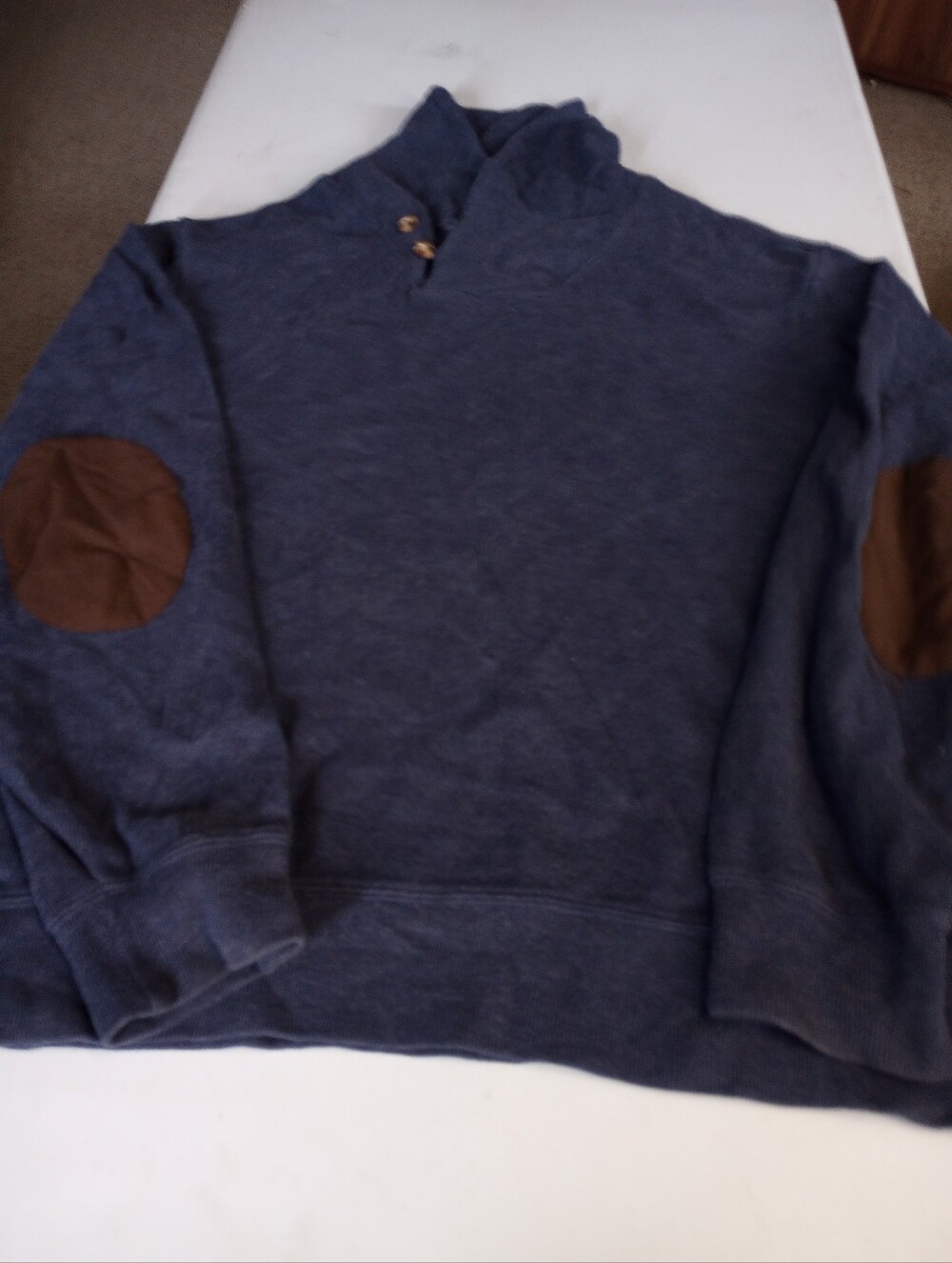 Daniel Cremieux Navy Crewneck Sweater with Brown Elbow Patches Size X-large